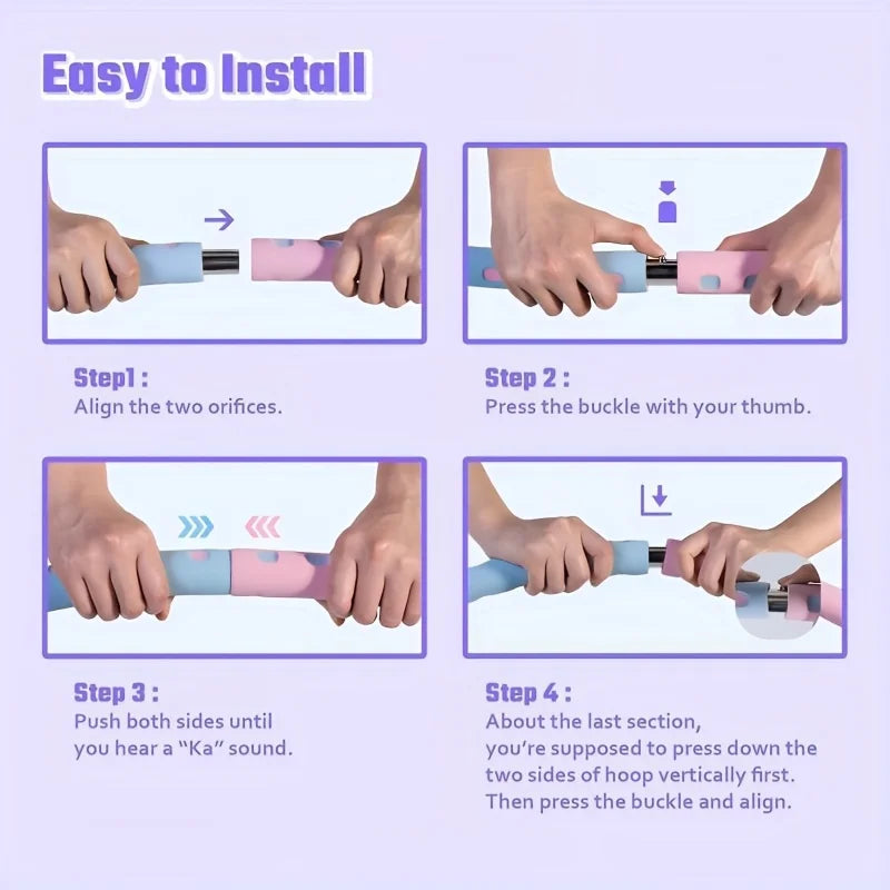 Adjustable 6-Section Weighted Foam Hula Hoop – 94 cm (37 in) Detachable Fitness Hoop for Waist Toning, Dance & Cardio