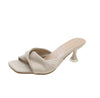 Pointed Toe Mule High Heels Mixed Color Slip-On Platform Sandals for Women