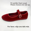 Women’s Canvas Mary Jane Flats – Buckle Strap Round-Toe Ballet Loafers, Casual Red