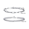 2-Pack Men's Stainless Steel Chain Bracelets — Twist Rope & Cuban Link, Silver Gold Black, 18/21/23 cm (7.1/8.3/9.1 in)