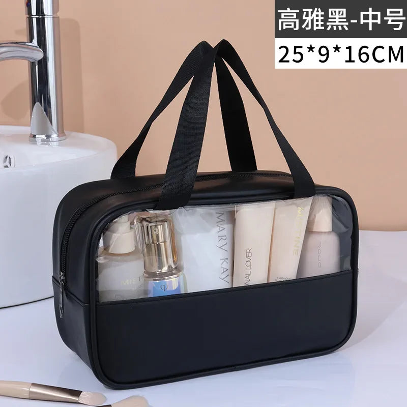 Waterproof Transparent PVC Makeup Bag - Large Travel Cosmetic Organizer with Zipper, 11.8in (30cm)