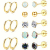 16-Pack Hypoallergenic Stainless Steel Flat Back Stud Earrings Set – Cubic Zirconia Screw-Back Cartilage Studs, Unisex