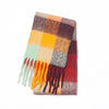 Women's Winter Thick Plaid Pashmina Scarf - Soft Polyester Shawl Wrap, 175+ cm (69+ in) Fuzzy Tassel
