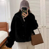 Women's Short Patchwork Faux Fur Jacket with Fox Fur Stand Collar, Slim Fit Autumn/Winter Coat