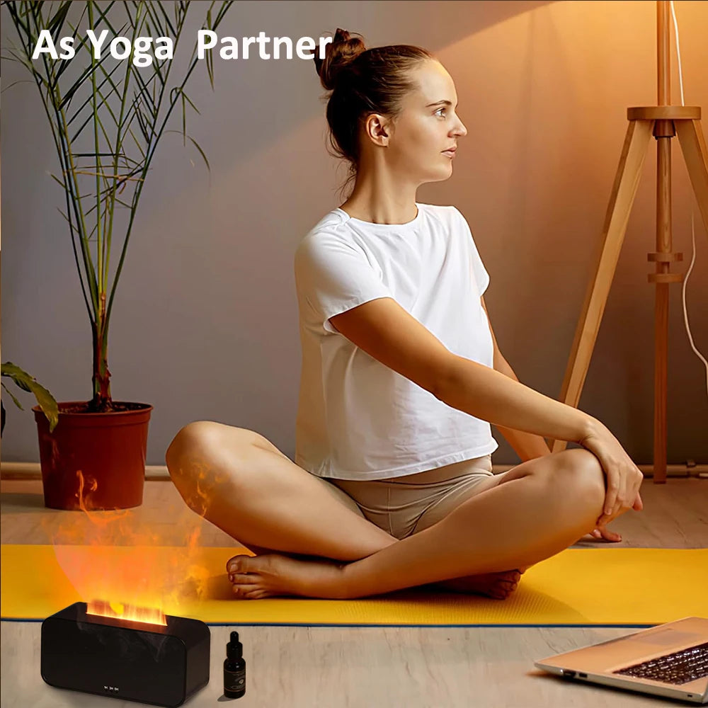 Mini Flame Aroma Diffuser - 7-Color LED Humidifier with Essential Oil Aromatherapy & Timer for Home, Bedroom, Office