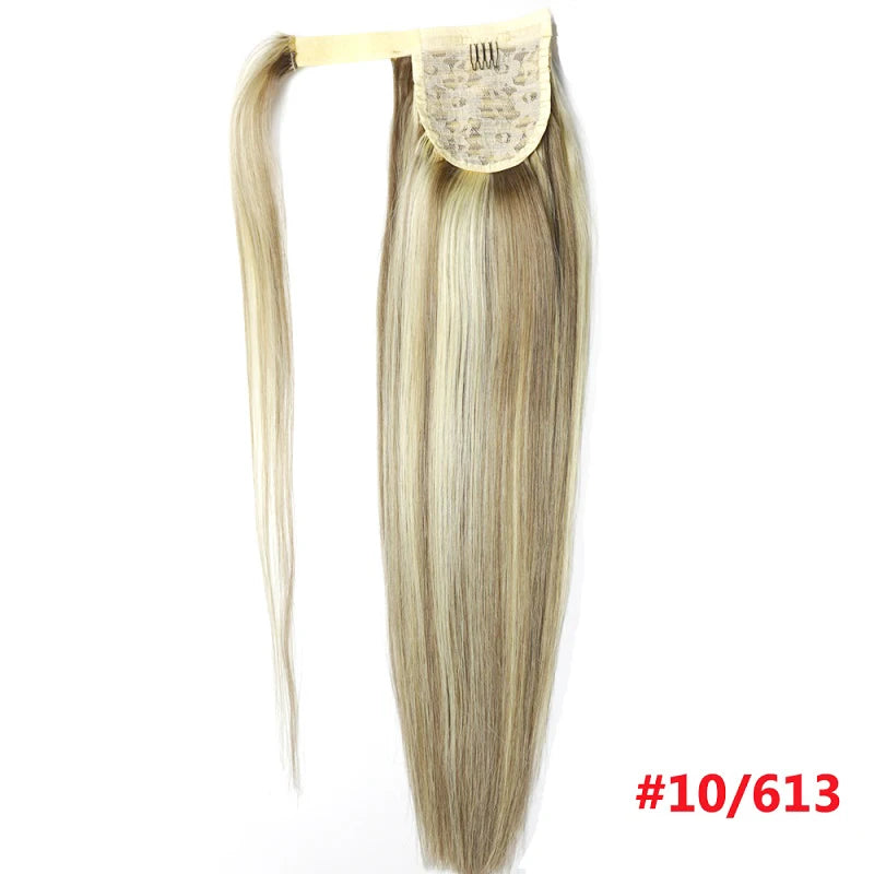ZZHAIR 100% Human Remy Clip-In Wrap-Around Ponytail 16-26 in (40-66 cm) 140g Machine-Made Straight