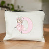 Ballet Girls A-Z Initial Canvas Makeup Pouch – Floral Cosmetic Organizer Clutch (22 x 14 cm / 8.7 x 5.5 in) – Travel & Bridesmaid Gift