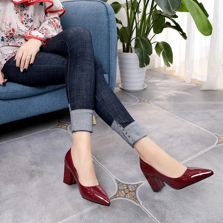 Women's Pointed Toe Platform Pumps – Korean Style Thin Heel Office Heels