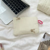 Quilted Embroidered Cotton Makeup Bag – Women's Zipper Cosmetic Pouch, Travel Toiletry Organizer, Cute Cartoon