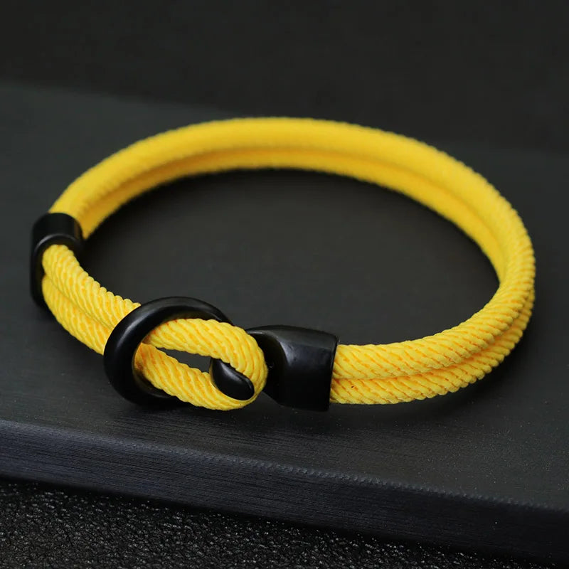 Men's Double-Layer Paracord Rope Bracelet – Outdoor Survival Camping Bracelet with Easy-Hook Clasp