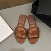 Woven Open Toe Flat Slides for Women Comfortable Casual Summer Slip-On Sandals