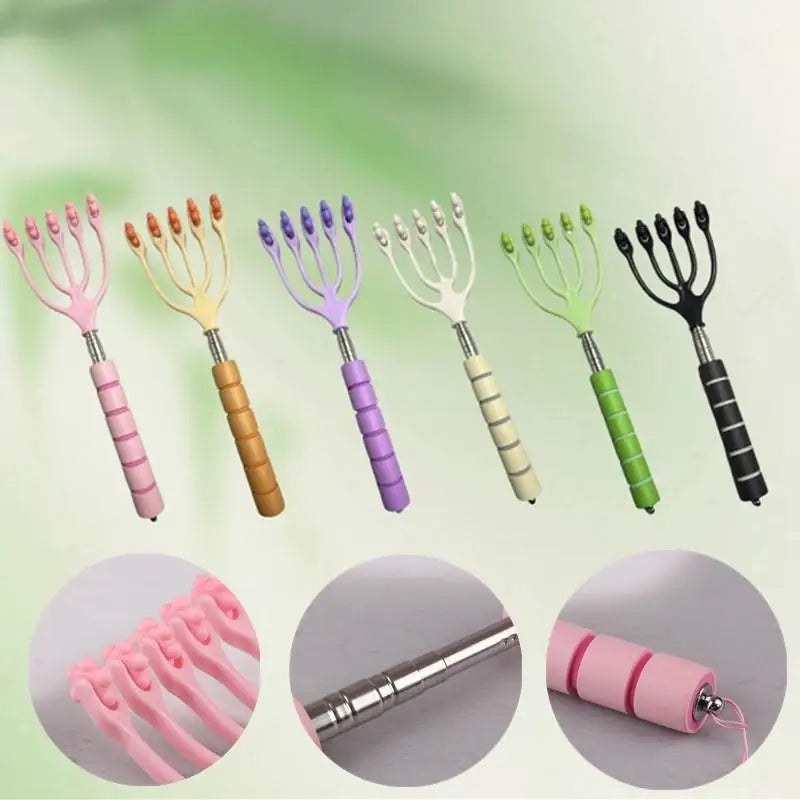 Five-Finger Handheld Head Massager Scalp & Neck Roller for Stress Relief Spa Hair Care