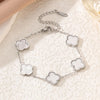 Four-Leaf Clover 18K Gold-Plated Stainless Steel Bracelet with Mother-of-Pearl, Non-Fading Women's Charm