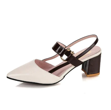 Gladiator Cutout Mary Jane Pumps Round Toe Mid Block Heel (3-5 cm) Strappy Hollow Heels for Women