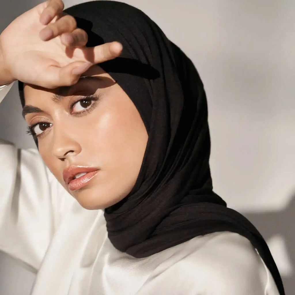 Jersey Hijab Scarf 170 x 60 cm (67 x 24 in) - Stretchy Cotton-Spandex Long Shawl | 29 Solid Colors Muslim Headscarf Turban Wrap