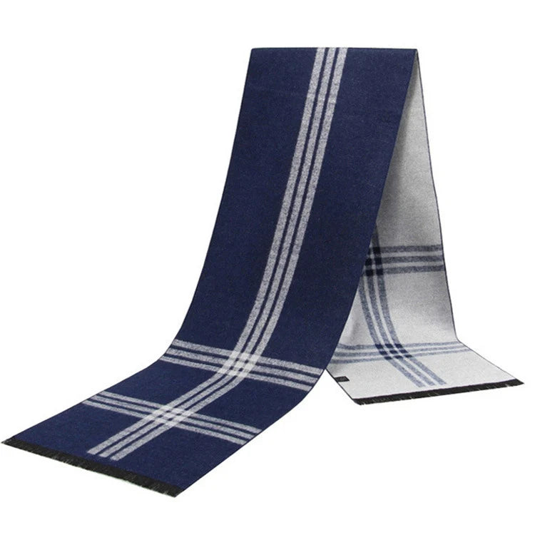 Men's Cashmere-Feel Scarf 180 x 31 cm (71 x 12 in) Plaid Stripe Pashmina Shawl Warm Winter