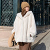 Women's Retro Short Faux Leather Fur Moto Biker Jacket with Zipper and Turn-Down Collar