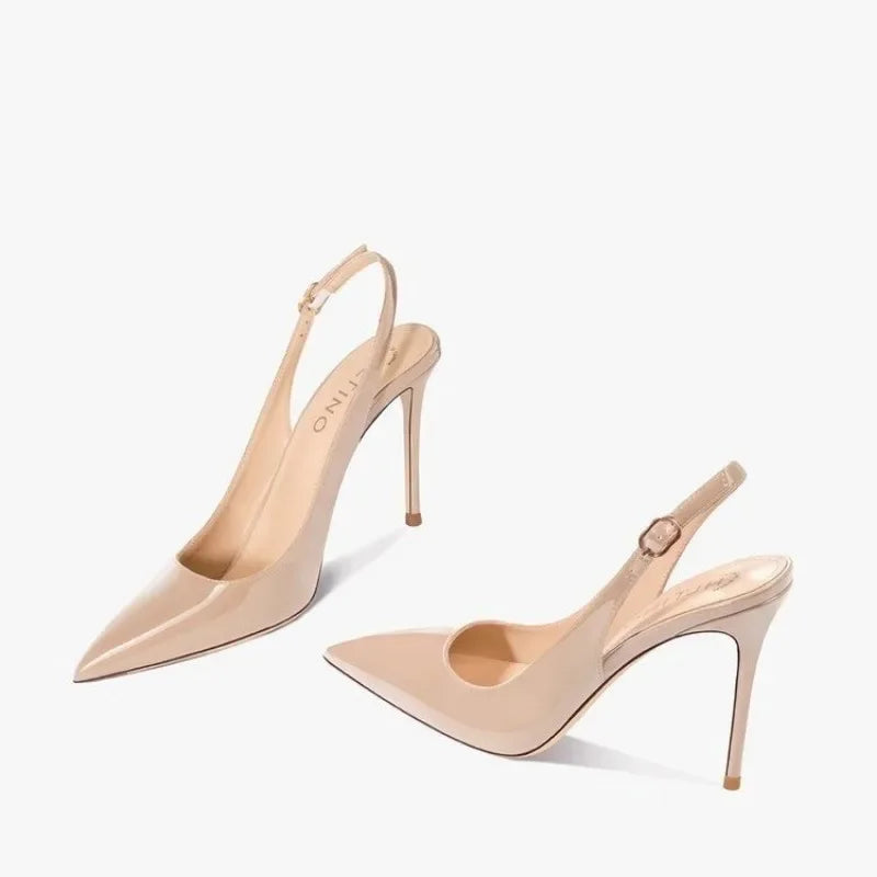 Pointed Toe Patent PU Strappy Stiletto Heels — Platform Party Sandals for Women