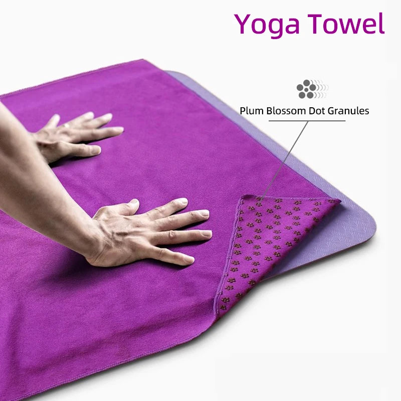 Hot Yoga Towel – Non-Slip, Sweat-Absorbing Yoga Mat Towel with Grip Points, 72 x 25 in (183 x 63 cm) for Hot Yoga & Pilates