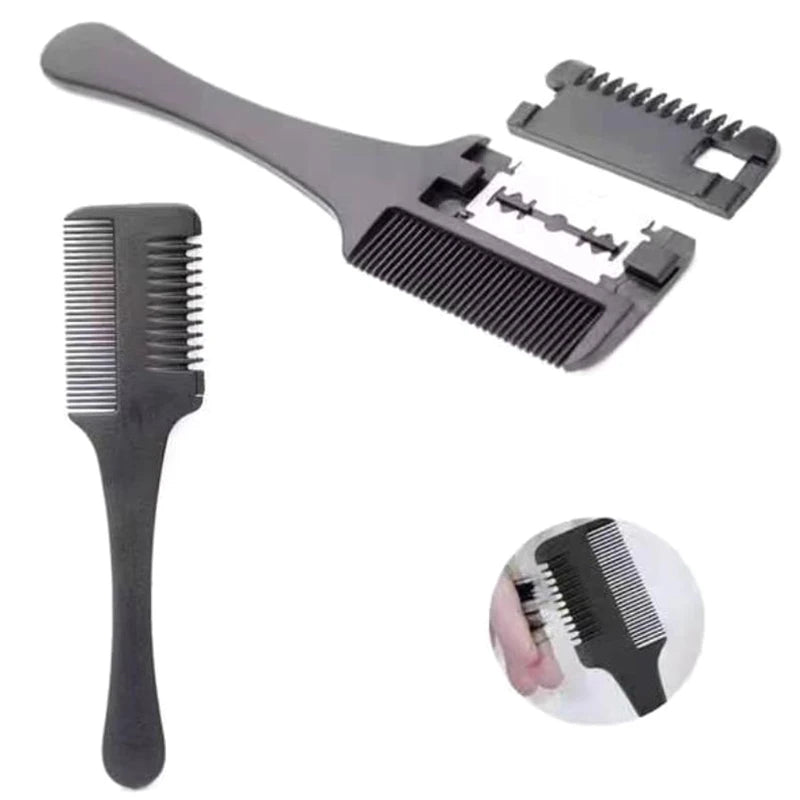 Thinning Razor Comb with Black Handle - Hair Cutting & Trimming Tool with Replaceable Blade for Salon & Home