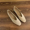 Women's Square Toe Vintage Leather Loafers Soft Comfortable Ballet Flats