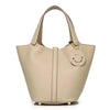Genuine Soft Cowhide Bucket Bag – Small Leather Handbag (H 19 cm / 7.5 in) – Luxury Commuter Gift for Women