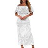 Women’s One-Shoulder Ruffle Dress – Samoan Tattoo Polynesian 3D Tribal Print Puletasi