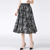 Plus Size Bohemian Floral Pleated Tea-Length Skirt - Loose Fit Midaxi for Spring & Summer