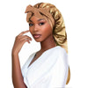 Women long Oversized Elastic Satin Bonnet Sleeping Cap With Ribbon Breathable Sleeping Cap Turban Sleep Headwear Bandanas