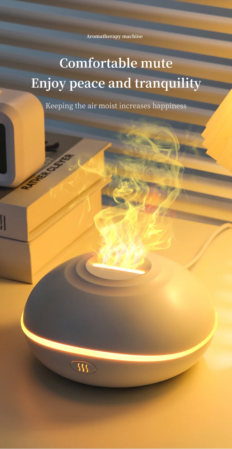 Portable 200ml (6.8 fl oz) USB Aroma Diffuser & Essential Oil Lamp — Mini Air Humidifier with Color Flame Night Light