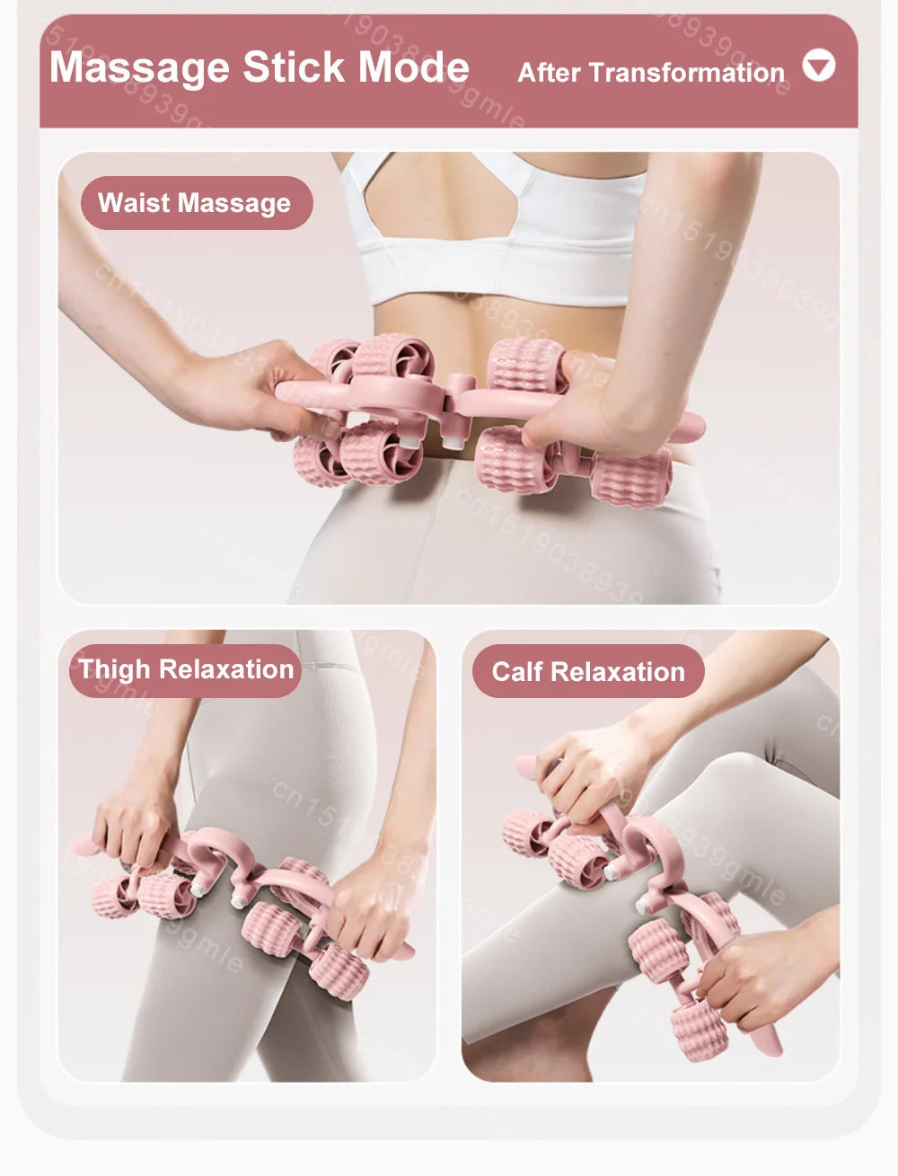 8-Wheel Full-Coverage Leg & Thigh Massage Roller — Anti-Cellulite Calf, Arm & Waist Muscle Massager