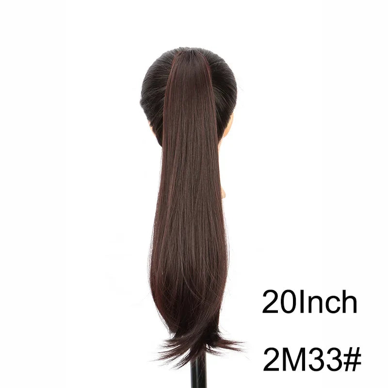 Clip-In Long Straight Ponytail Extension - 120g Synthetic High-Heat Fiber Claw Clip
