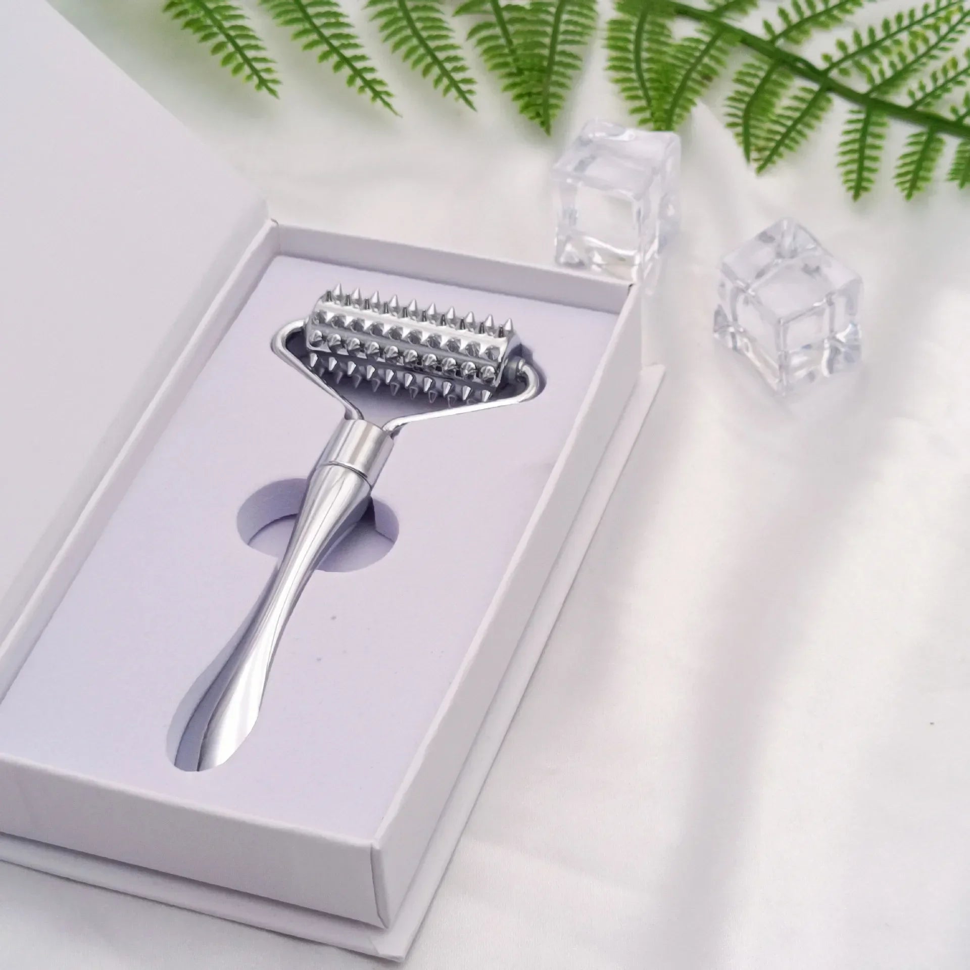 Zinc Alloy Microneedle Derma Roller – Manual Facial & Body Microneedling Tool for Wrinkle Removal & Skin Rejuvenation