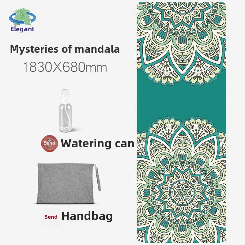 Suede Chamois Yoga Mat 183 x 68 cm (72 x 26.8 in) - Portable Foldable Non‑Slip Exercise Mat for Yoga, Dance & Jump Rope