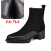 AIYUQI Women’s Genuine Leather & Cow Suede Pointed Toe Ankle Boots with Medium Chunky Square Heel and Platform
