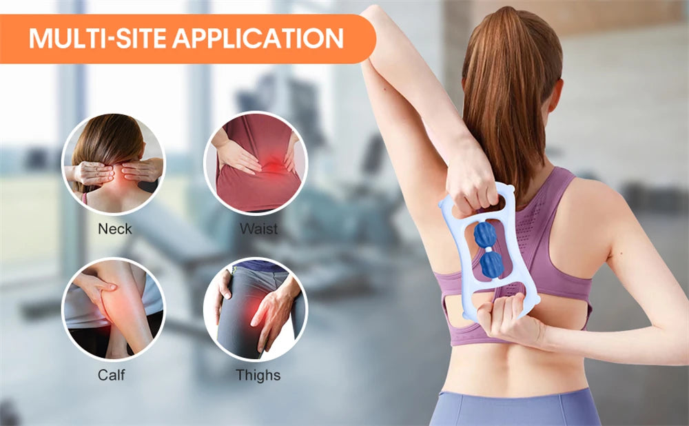 9-Wheel Handheld Deep Tissue Muscle Roller Stick — Myofascial & Trigger Point Massager for Neck, Thighs, Calves & Legs