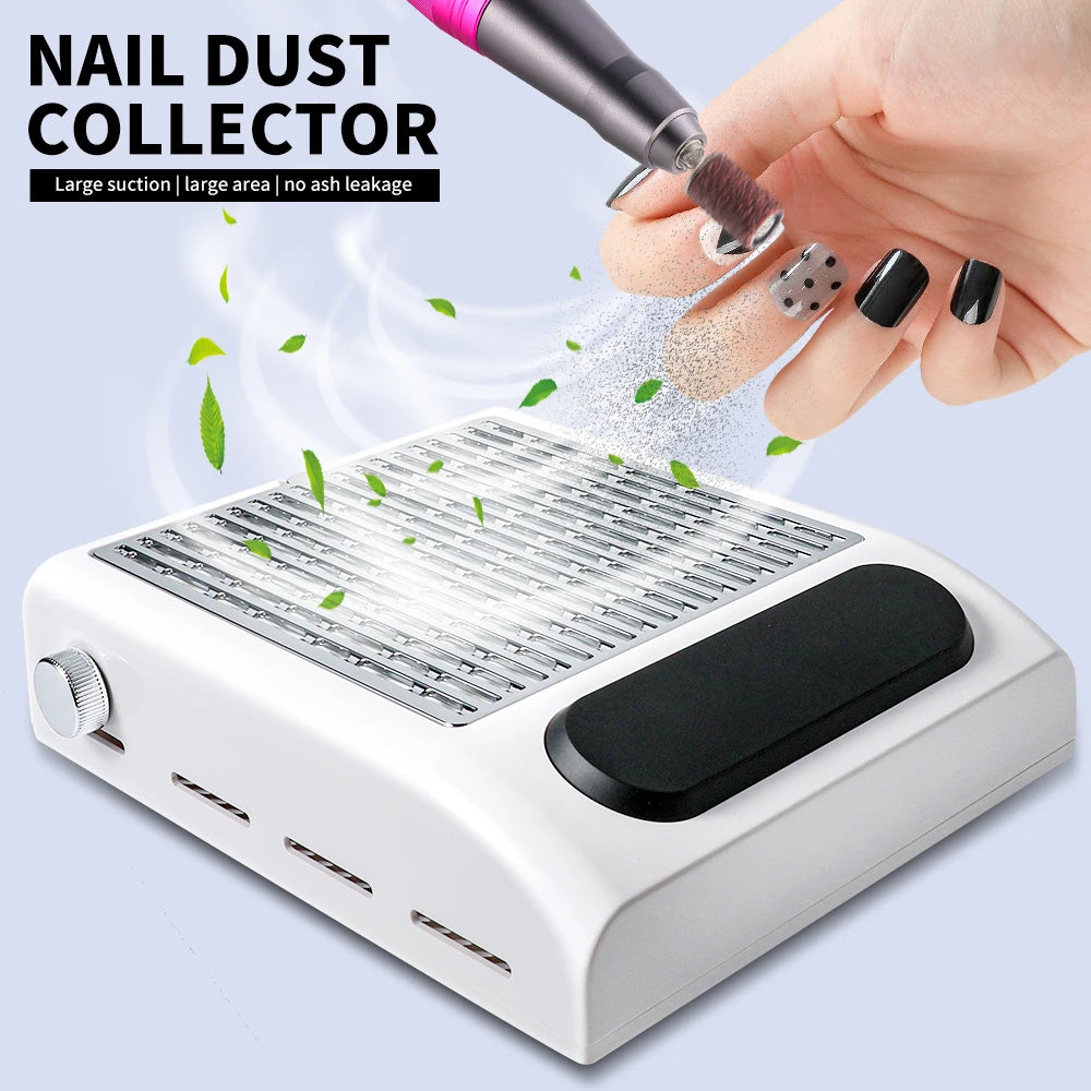 Portable Nail Dust Collector Vacuum for Manicure & Pedicure, Reusable Filter, 3-Speed