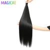 3-Pack 28-Inch (71 cm) Straight Crochet Braids Synthetic Hair Extensions High-Temperature Ombre Blonde Brown Gray