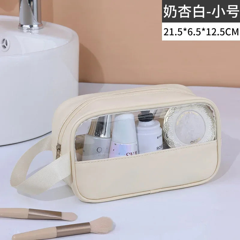 Waterproof Transparent PVC Makeup Bag - Large Travel Cosmetic Organizer with Zipper, 11.8in (30cm)