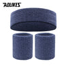 Sweatband Set — 1 Headband + 1 Pair Wristbands, Sweat-Absorbent Athletic Head & Wrist Bands for Workout Basketball Running Tennis