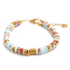 Colorful Natural Stone Beaded Bracelet - Handmade Stainless Steel Chain Bangle, Waterproof Boho Y2K Gift for Women