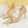 BIGTREE Women's Pearl Chain Stiletto Pumps – Pointed Toe High Heels for Party & Banquet