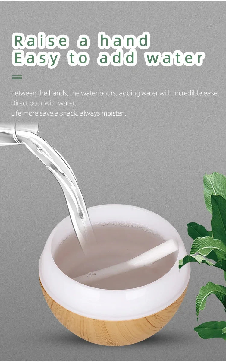 350ml (11.8 oz) Wood Grain Ultrasonic Essential Oil Diffuser & Humidifier, USB, Remote Control, 7-Color LED