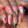 24-Pack Christmas Green Snowflake Press-On Nails with Rhinestones – Holiday False Nail Set for Women