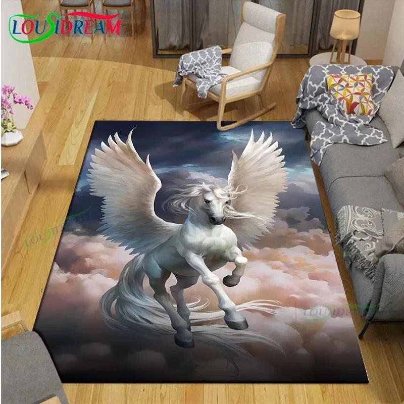 3D Mythical Beast Printed Area Rug Anti-Slip Polyester Carpet for Living Room, Kids Bedroom & Yoga Mat — Multiple Sizes (23.6×15.7–90.5×63 in / 60×40–230×160 cm)