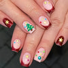 24-Pack Christmas Green Snowflake Press-On Nails with Rhinestones – Holiday False Nail Set for Women