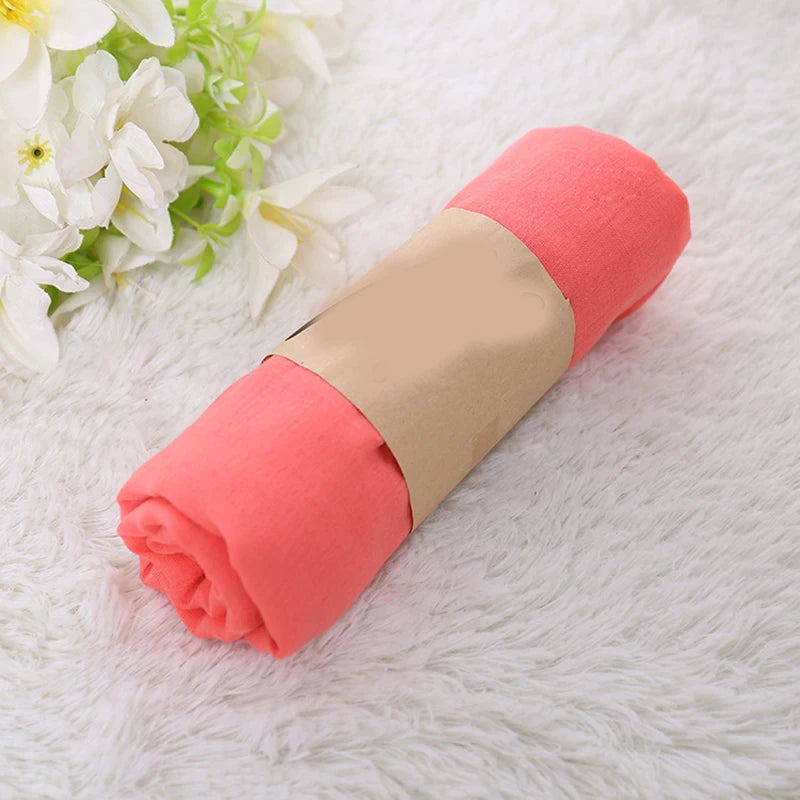 Cotton-Linen Long Scarf 180×45 cm (70.9×17.7 in) – Candy Color Lightweight Shawl, Anti-Sand Neckerchief & Headwrap