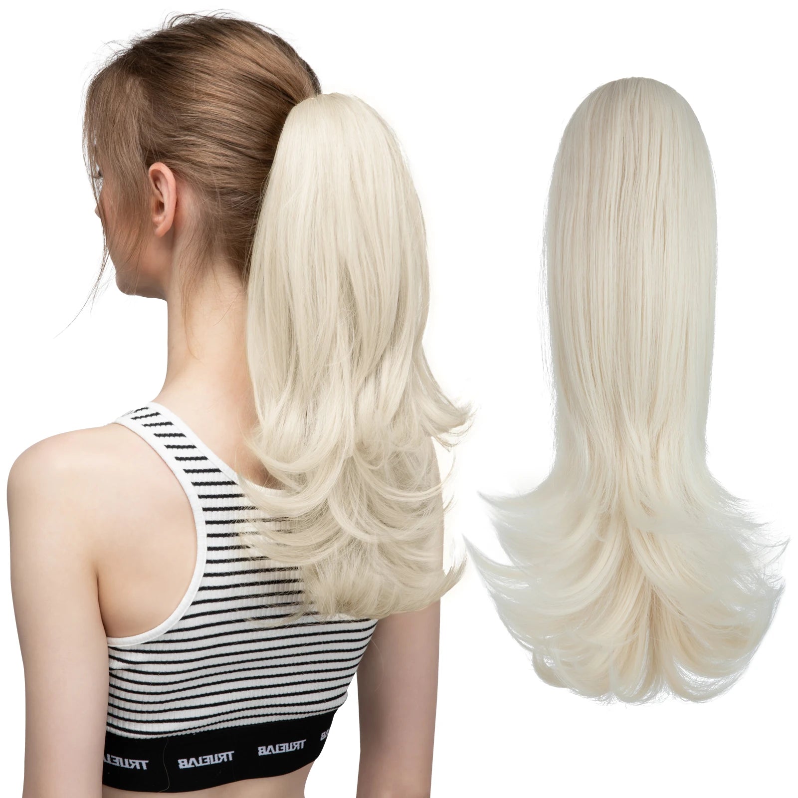 SARLA Clip-In Wavy Ponytail Extension 14 in (35 cm) - Synthetic High-Temp Fiber with Claw Clip & Elastic Band