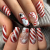 24-Pack Christmas Green Snowflake Press-On Nails with Rhinestones – Holiday False Nail Set for Women