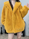 Women's Retro Short Faux Leather Fur Moto Biker Jacket with Zipper and Turn-Down Collar